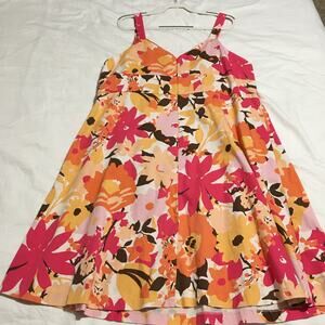 Studio 1940 24W Floral Sundress PLUS Size Pink/Orange Cotton/Spandex Blend